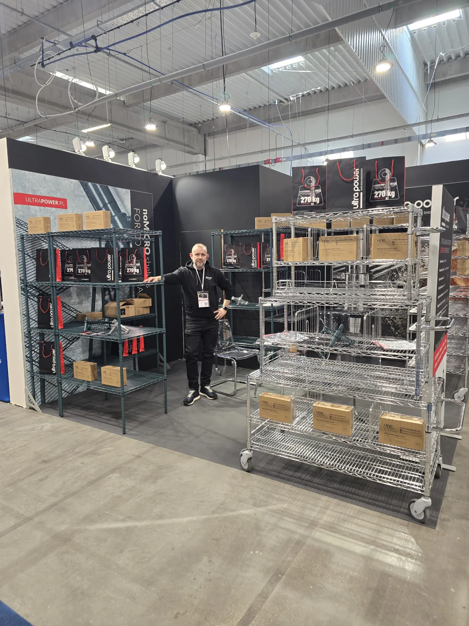 Ultra Power stand with modular shelving and carts at EUROGASTRO 2025