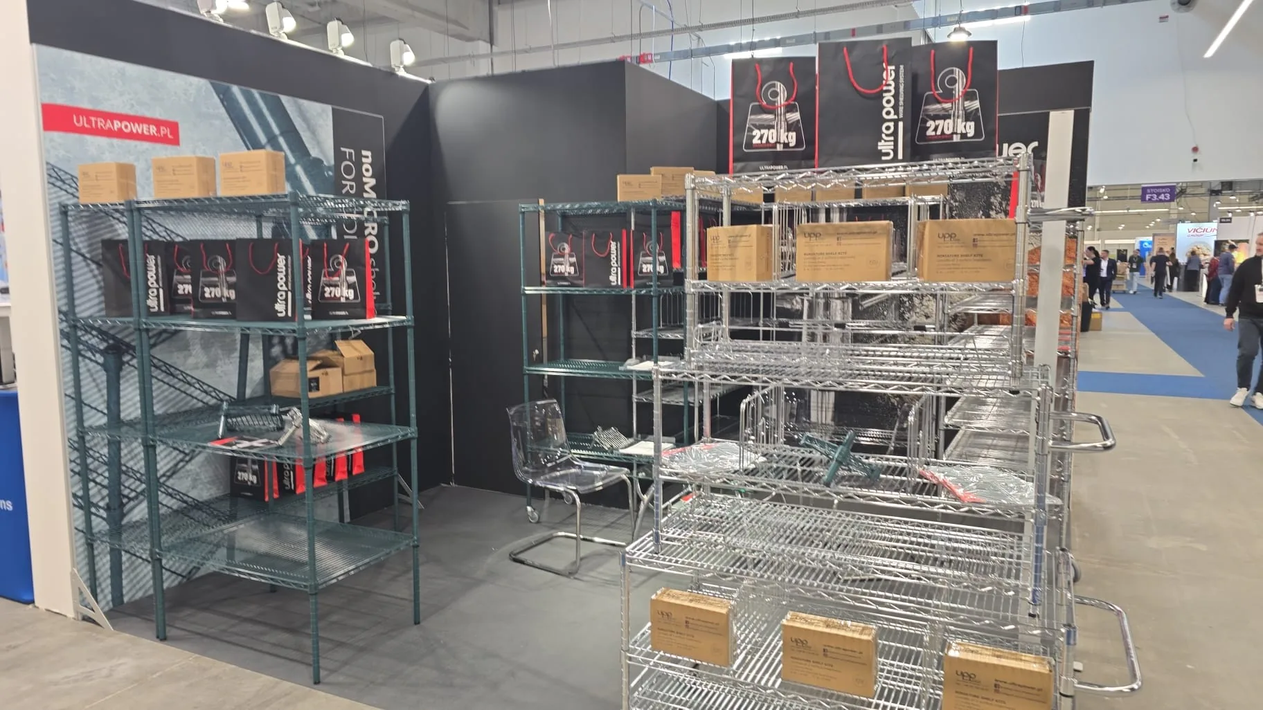 Mobile bakery carts and modular shelving on the Ultra Power stand at EUROGASTRO 2025